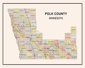 Vintage Map of Polk County, Minnesota 1907