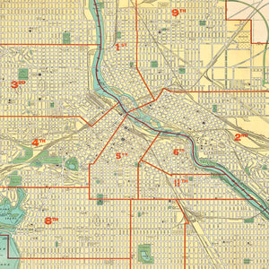 Vintage Map of Minneapolis, Minnesota 1924