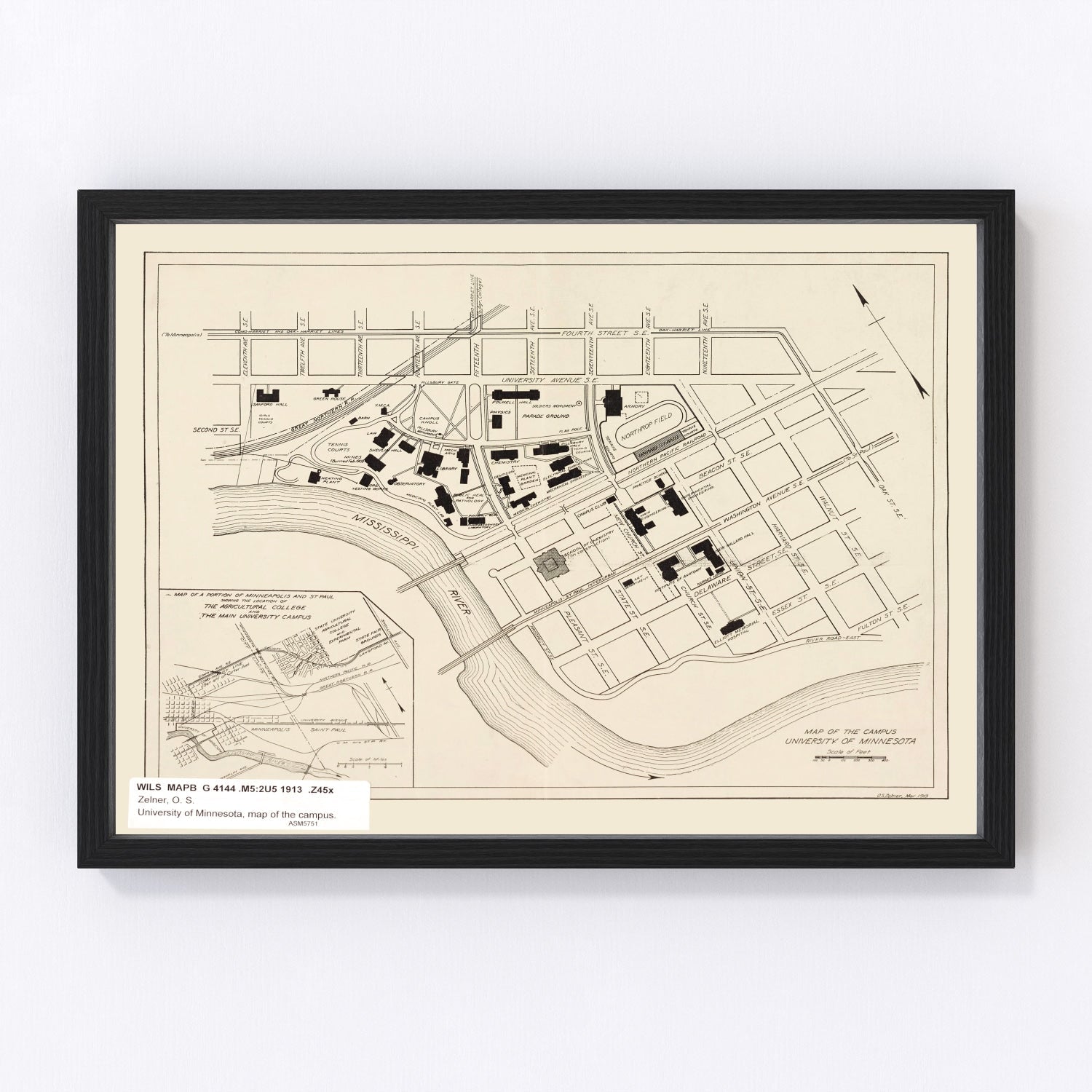 Vintage University of Minnesota Map 1913