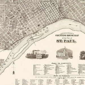 Vintage Map of St. Paul, Minnesota 1869