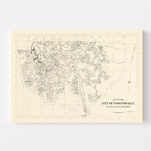 Vintage Map of Woonsocket, Rhode Island 1929