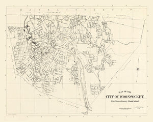 Vintage Map of Woonsocket, Rhode Island 1929