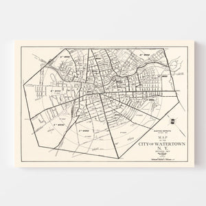 Vintage Map of Watertown, New York 1929