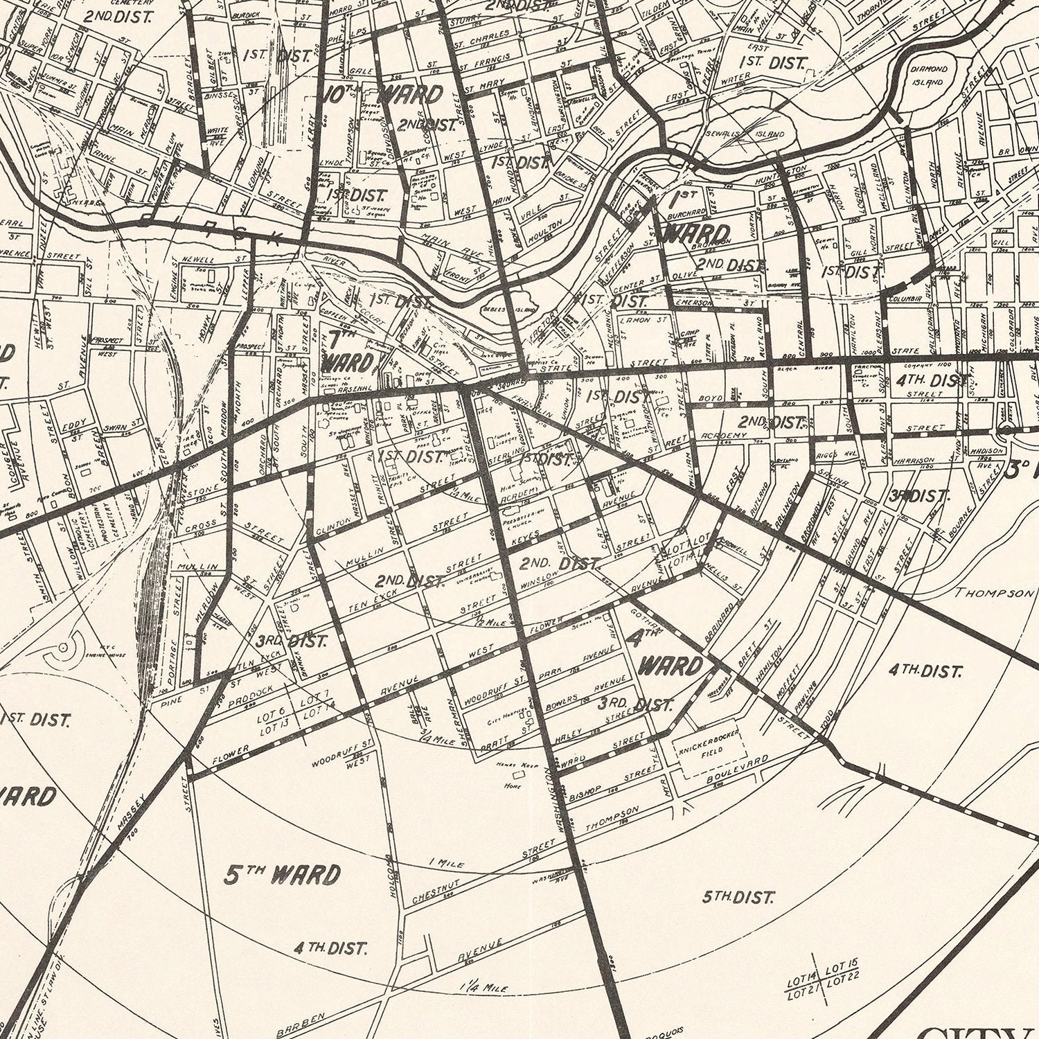 Vintage Map of Watertown, New York 1929