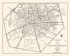 Vintage Map of Watertown, New York 1929