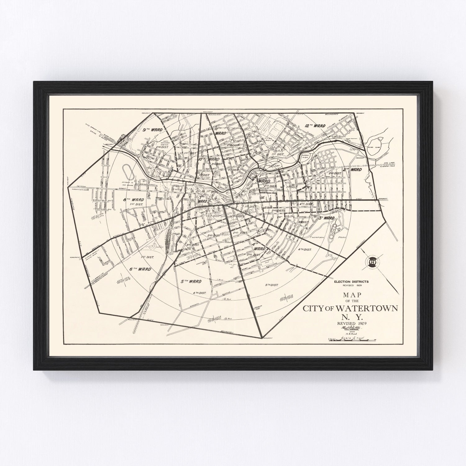 Vintage Map of Watertown, New York 1929