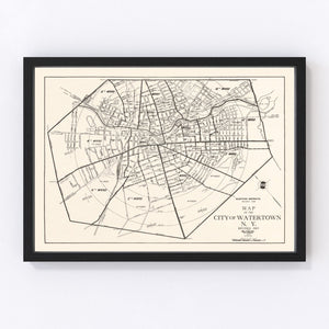 Vintage Map of Watertown, New York 1929