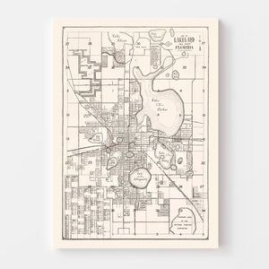 Vintage Map of Lakeland, Florida 1929