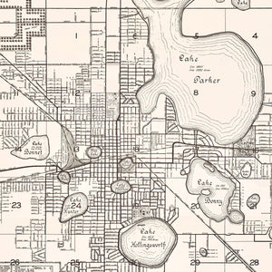 Vintage Map of Lakeland, Florida 1929