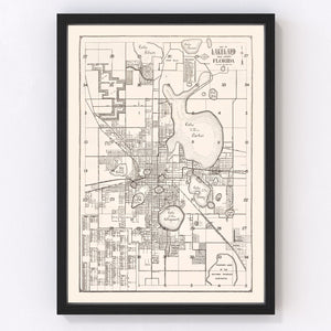 Vintage Map of Lakeland, Florida 1929