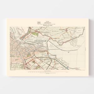 Vintage Map of Amsterdam, Netherlands 1929