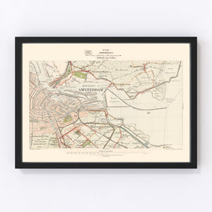 Vintage Map of Amsterdam, Netherlands 1929