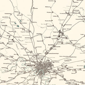 Vintage Map of Moscow, Russia 1928