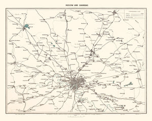 Vintage Map of Moscow, Russia 1928