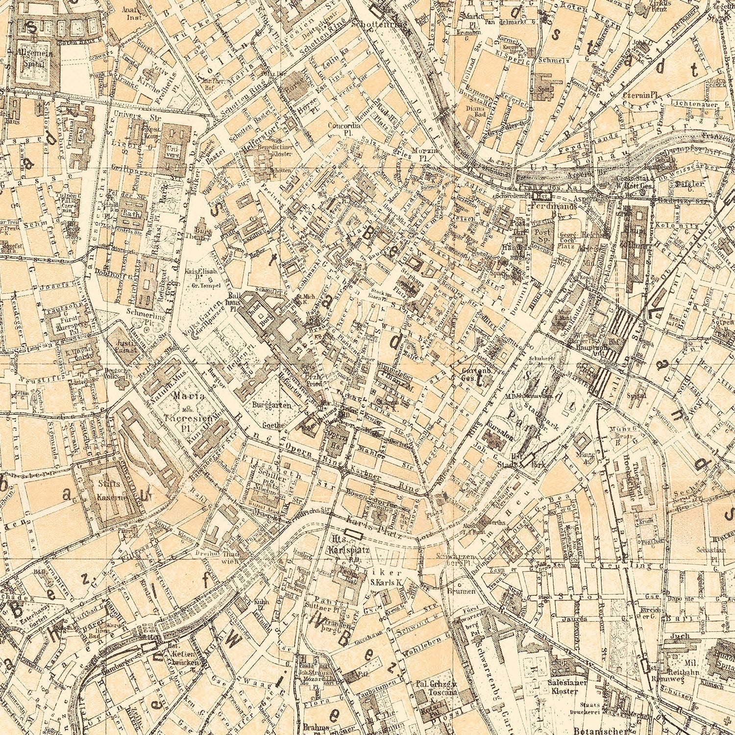 Vintage Map of Vienna, Austria 1923