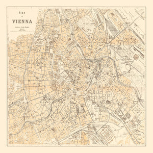Vintage Map of Vienna, Austria 1923