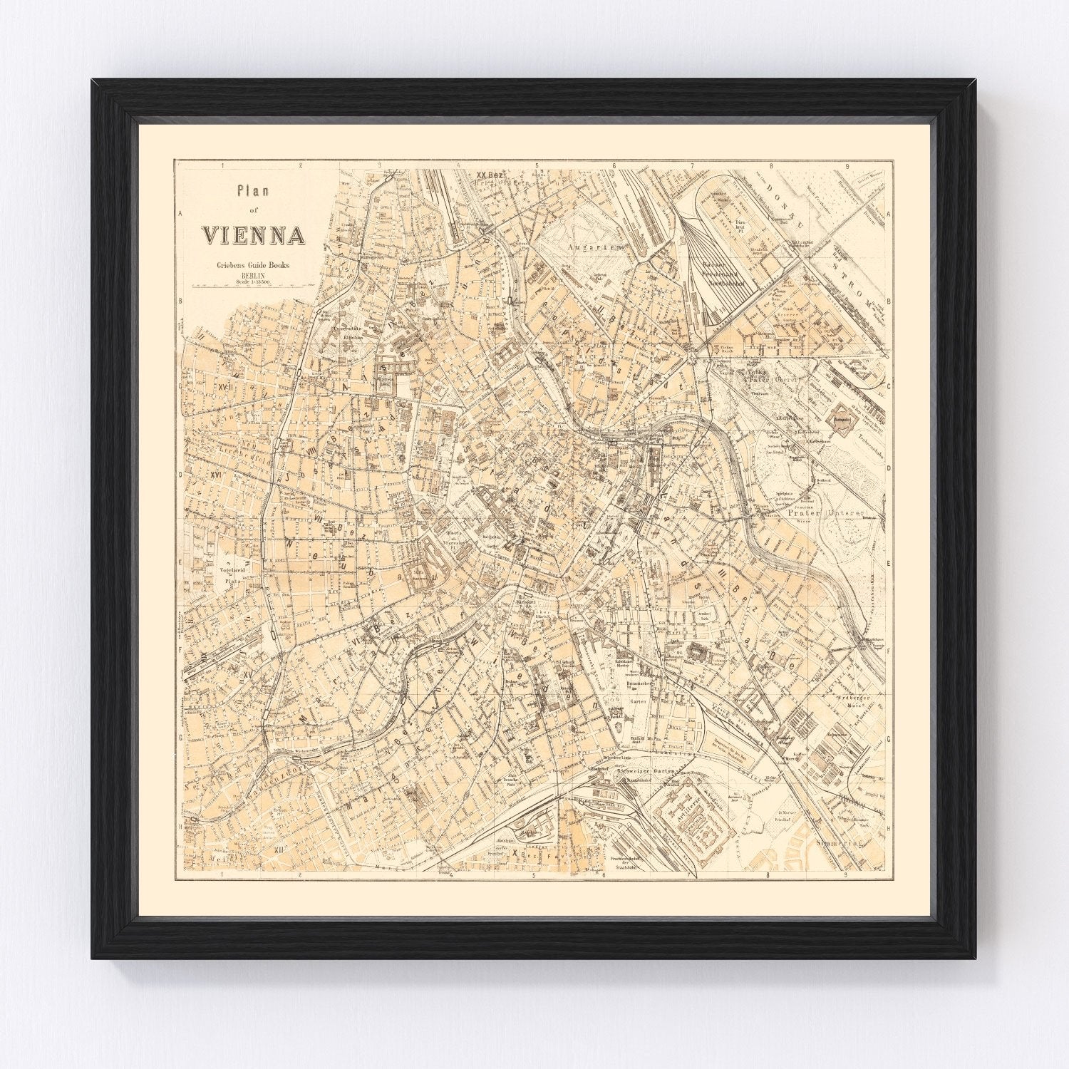 Vintage Map of Vienna, Austria 1923