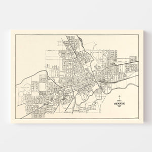 Vintage Map of Newark, Ohio 1921
