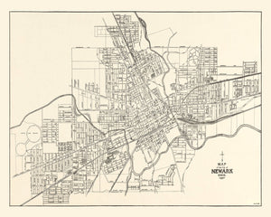 Vintage Map of Newark, Ohio 1921