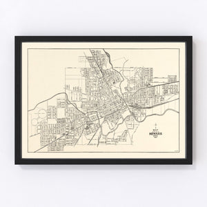 Vintage Map of Newark, Ohio 1921