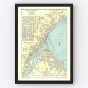 Vintage Map of Duluth, Minnesota 1921