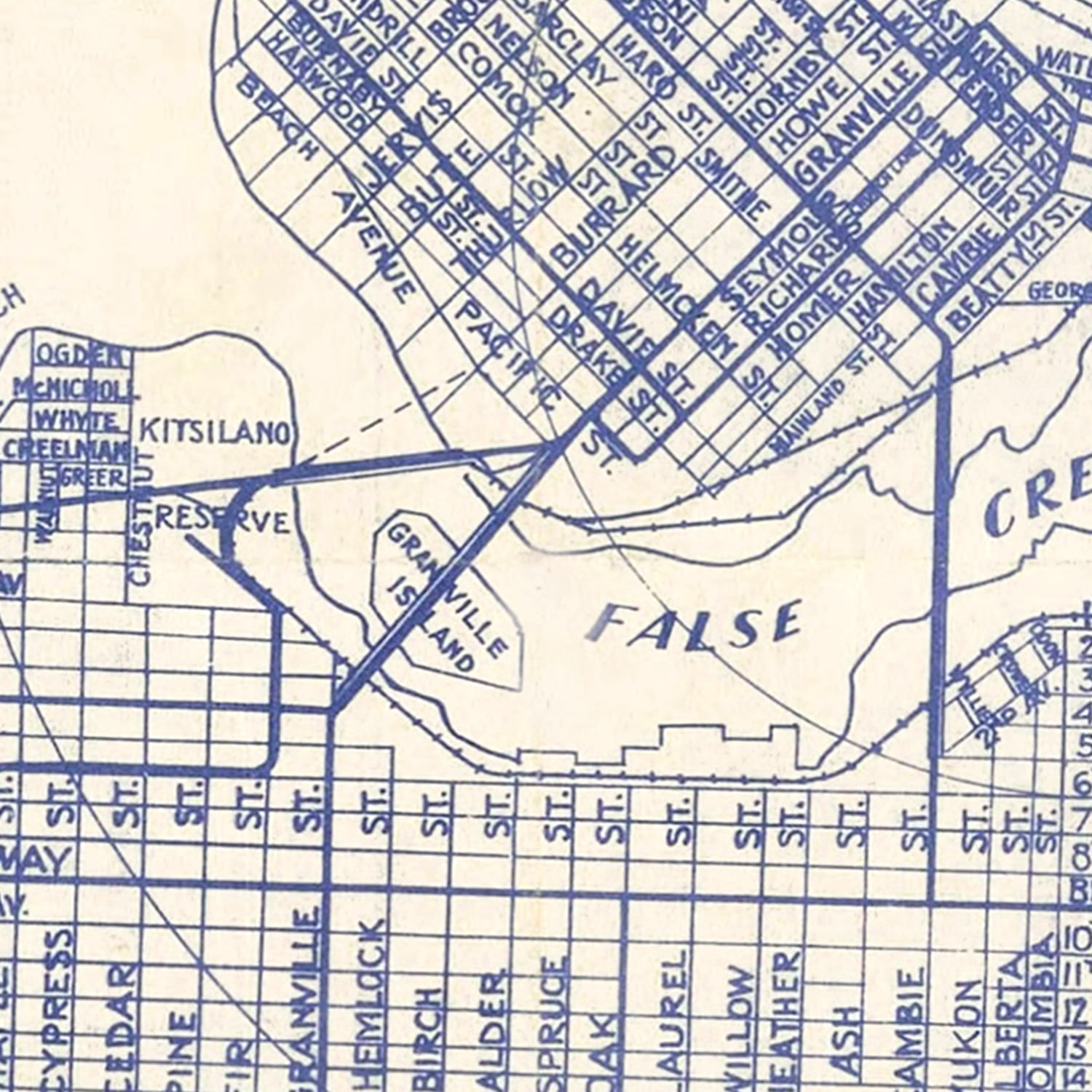 Vintage Map of Vancouver, Canada 1920