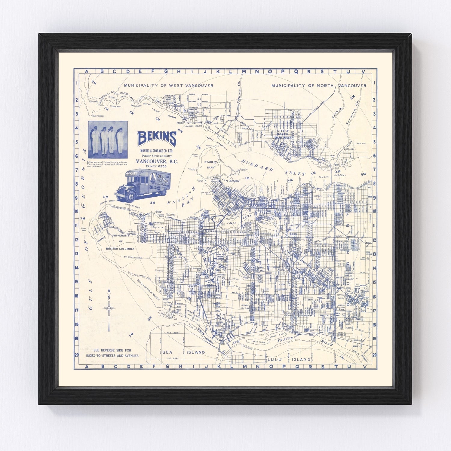 Vintage Map of Vancouver, Canada 1920