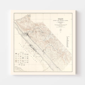 Vintage Map of Juneau, Alaska 1918