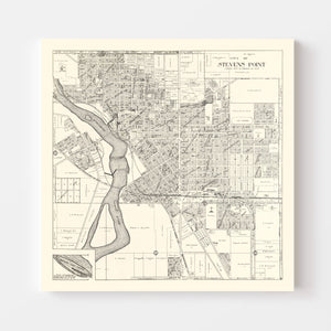 Vintage Map of Stevens Point, Wisconsin 1919