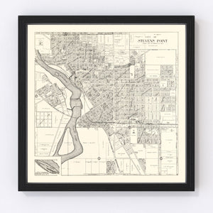 Vintage Map of Stevens Point, Wisconsin 1919