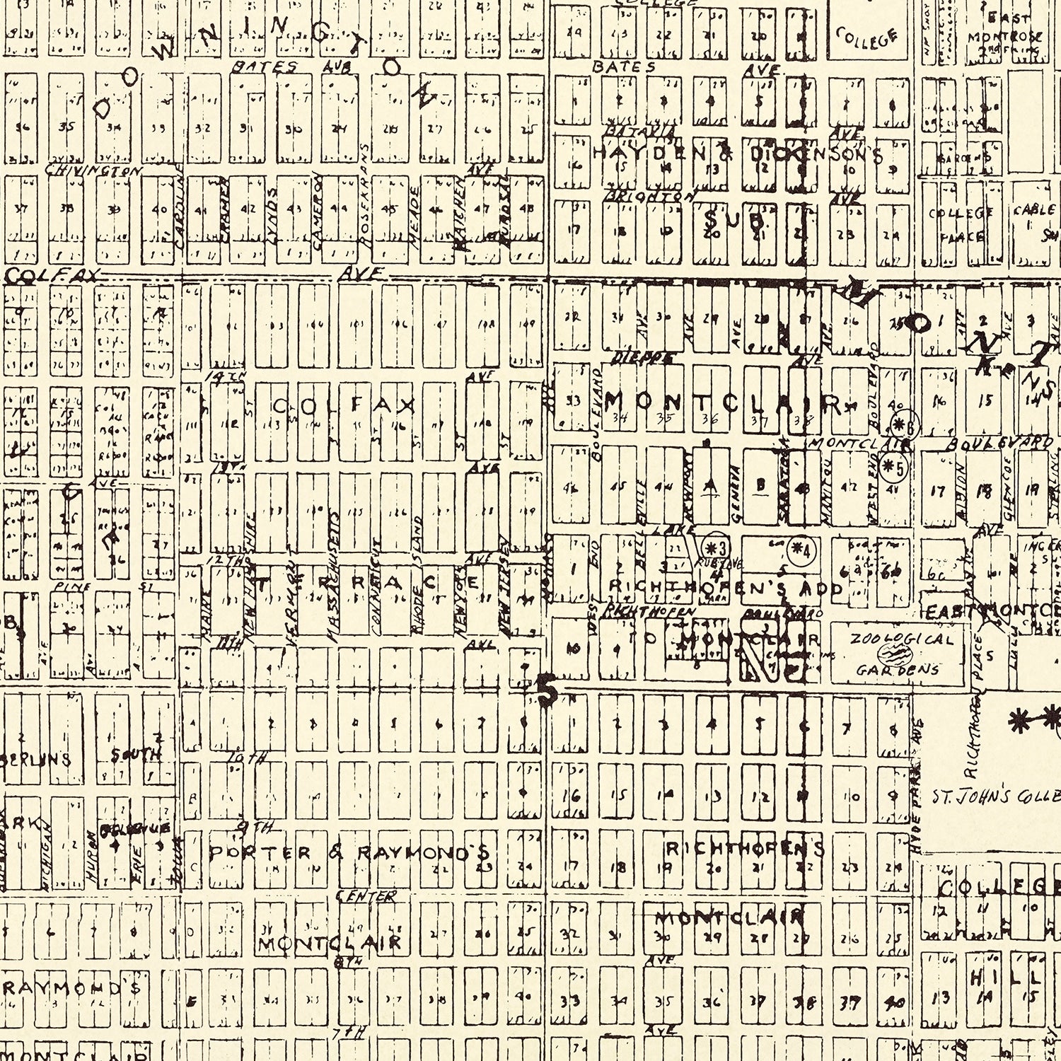 Vintage Map of Montclair, Colorado 1903