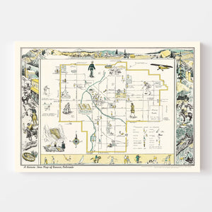 Vintage Map of Denver, Colorado 1945