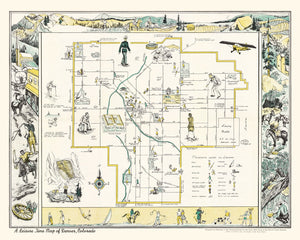 Vintage Map of Denver, Colorado 1945