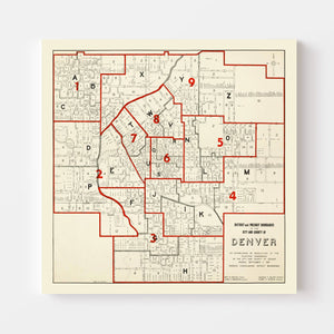 Vintage Map of Denver County, Colorado 1937