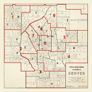 Vintage Map of Denver County, Colorado 1937