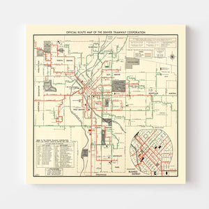 Vintage Railroad Map of Denver 1933