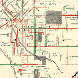 Vintage Railroad Map of Denver 1933