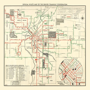 Vintage Railroad Map of Denver 1933