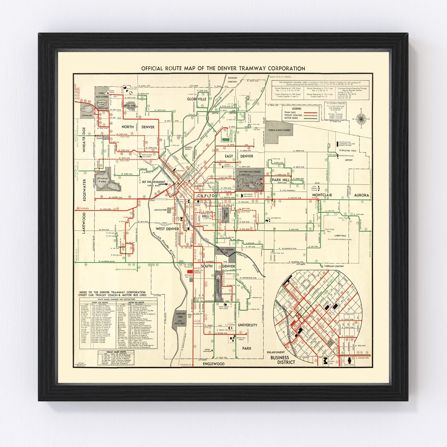Vintage Railroad Map of Denver 1933