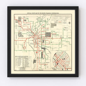 Vintage Railroad Map of Denver 1933