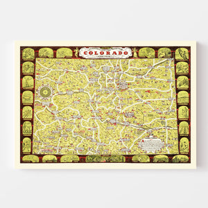 Vintage Map of Colorado 1930