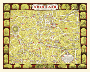 Vintage Map of Colorado 1930