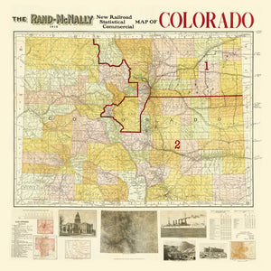 Vintage Map of Colorado 1910