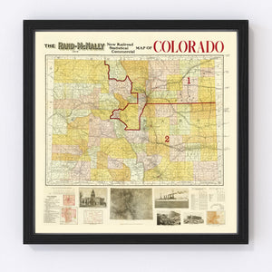Vintage Map of Colorado 1910