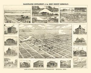 Vintage Map of Las Animas, Colorado 1888