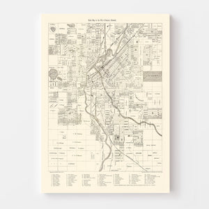 Vintage Map of Denver, Colorado 1882