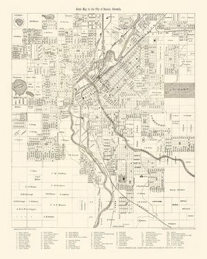 Vintage Map of Denver, Colorado 1882