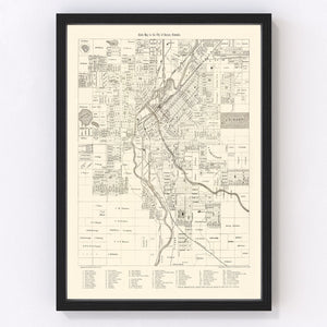 Vintage Map of Denver, Colorado 1882