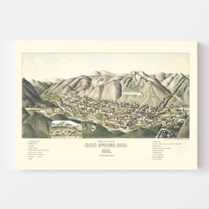 Vintage Map of Idaho Springs, Colorado 1882