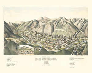 Vintage Map of Idaho Springs, Colorado 1882